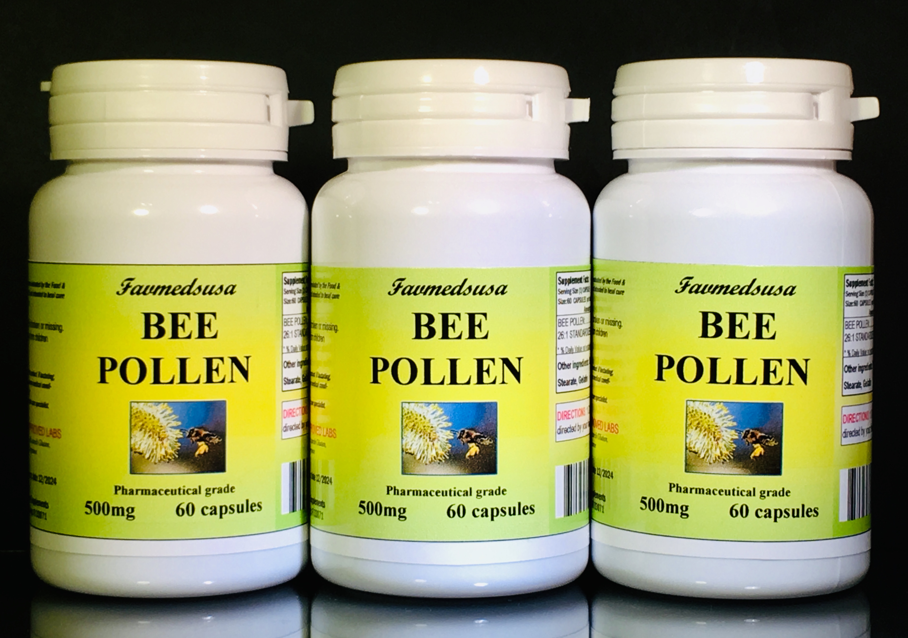 Bee Pollen 500mg - 180 (3x60) capsules